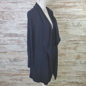H by Bordeaux Navy Long Sleeve Cozy Mixed Rib Waterfall Cardigan Size XS